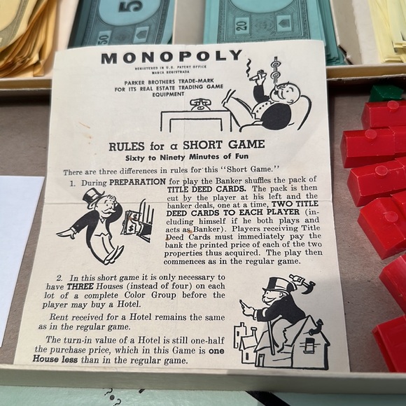 1935-1946 MONOPOLY Parker Brothers Board Game Vintage for Pieces SEE PICTURES - Picture 3 of 8